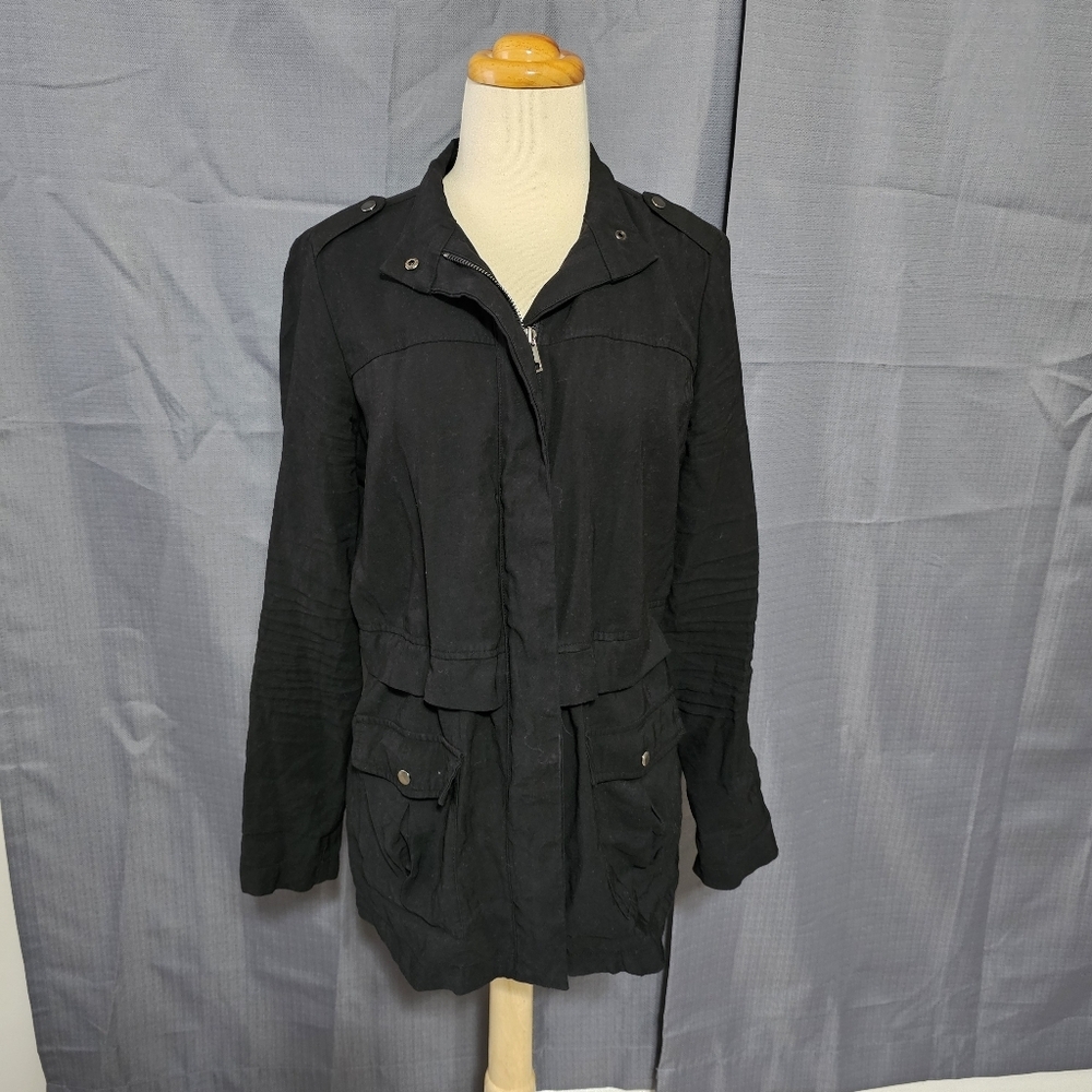Apt. 9 Black Utility Jacket Rayon Blend Military Style Coat